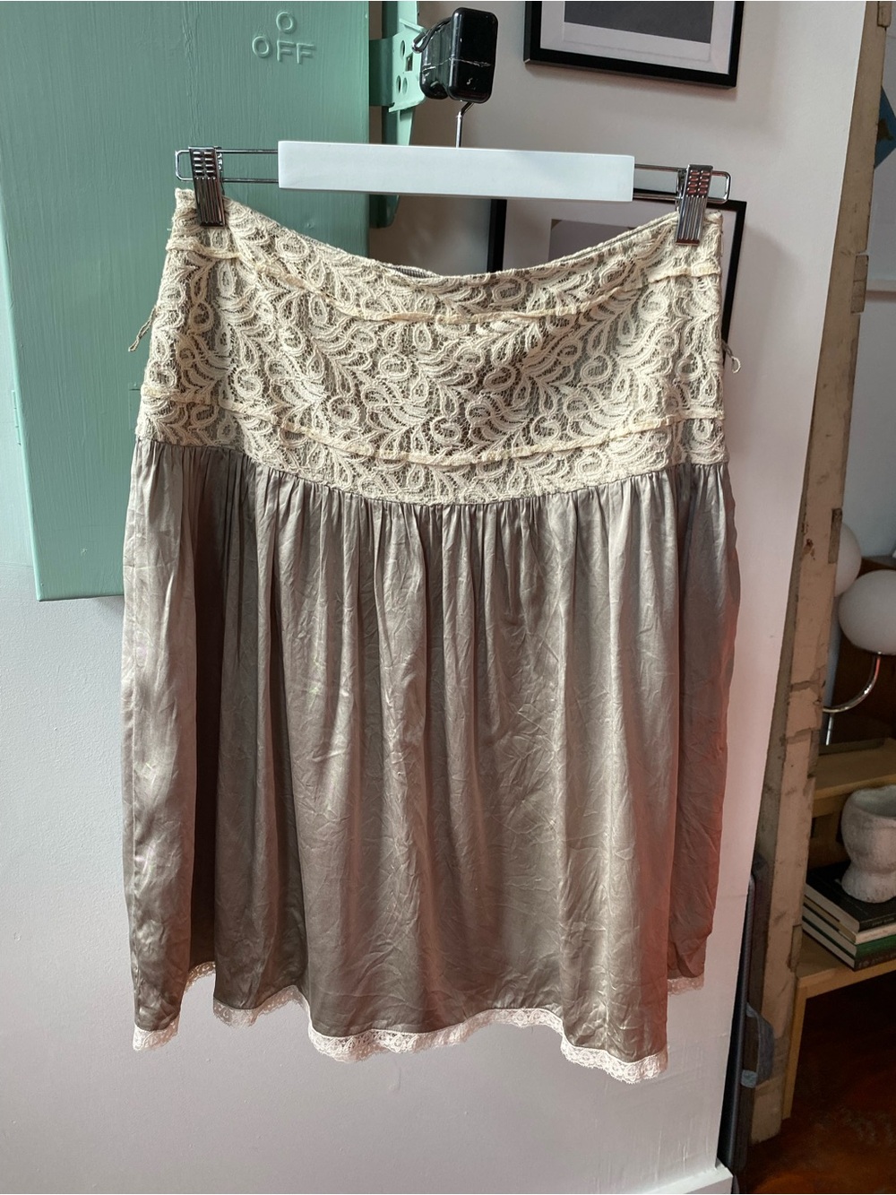 kenzie Cream Lace Yoke A-Line Skirt